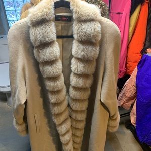 Full Length Fur Trimmed Coat Size L
